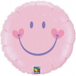 Globo Foil de 18" (45cm) Carita Feliz Rosa