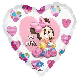 Globo Foil Coraz&oacute;n de 18" (45cm) Minnie Es Ni&ntilde;a